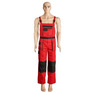 Pantalon cu pieptar galaxy rosu/negru material-bumbac/poliester marimea 56 - Img 1