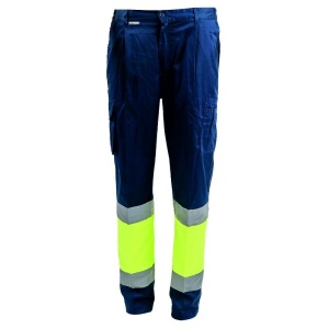 Pantalon reflectorizant motorway galben/bleumarin bumbac/poliester marimea L
