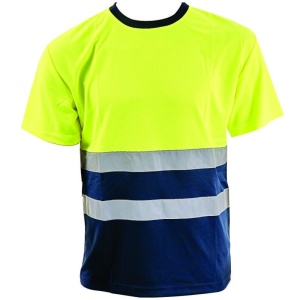 Tricou clasic reflectorizant road galben/bleumarin poliester marimea XXL