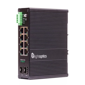 Switch Industrial PoE Gigabit - 8 Porturi RJ45 și 2 Sloturi SFP
