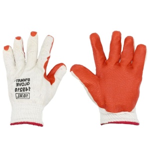 Manusi tricot polycotton impregnate latex rosu/portocaliu marimea 10 - Img 1