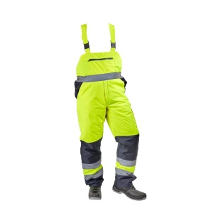 Pantalon cu pieptar iarna reflectorizant highway galben/bleumarin oxford/poliester marimea L