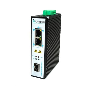 Switch industrial 2*10/100/1000Base-T RJ45, 1*porturi fibră 1000M (SFP)