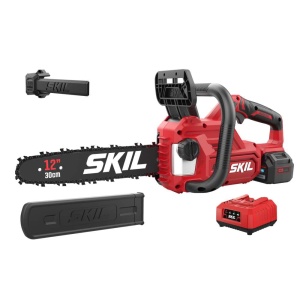 Fierastrau electric (drujba) Brushless, viteza 7.9 m/s, lama 30 cm, Accu 4 Ah si incarcator