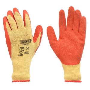 Manusi tricot polycotton impregnate latex orange marimea 10