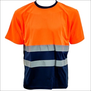 Tricou clasic reflectorizant road portocaliu/bleumarin poliester marimea XXL
