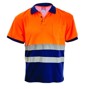 Tricou polo reflectorizant road portocaliu/bleumarin bumbac/poliester marimea M