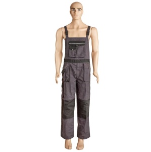 Pantalon cu pieptar comet gri/negru material-bumbac/poliester marimea 46 - Img 1