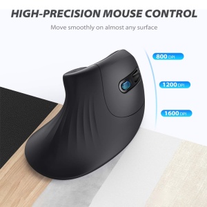 Mouse ergonomic, 800-1600 Dpi, RGB, silent click, Negru - Img 3