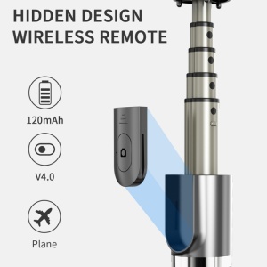 Trepied telescopic, Selfie Stick 90 cm cu telecomanda bluetooth - Img 4