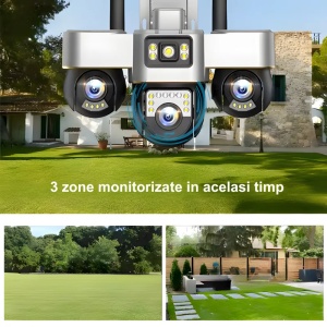 Cameră de Supraveghere 4K Mageca, 3 Lentile, Alimentare Solară, Conexiune 4G, Vedere Nocturnă, Rezistentă la Apă - Img 4