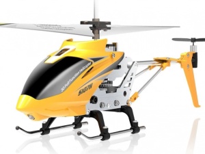 Elicopter cu telecomanda SYMA S107H Galben, incarcare usb, 2 moduri viteza