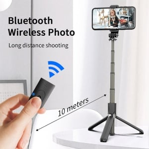 Trepied telescopic, Selfie Stick 90 cm cu telecomanda bluetooth - Img 5