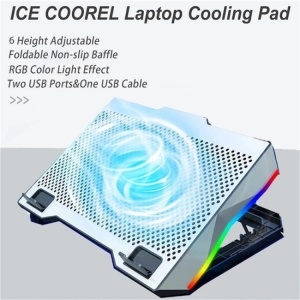 Cooler Laptop 1 Ventilatoar 140mm RGB LED Inaltime ajustabila, 2 porturi USB - Img 2