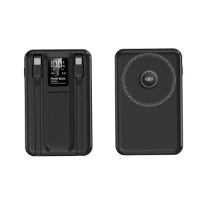 Baterie externa 20000 mah, Wireless, 2 x cabluri USB Type-C incluse, Fast Charge 20W, Afisaj Digital