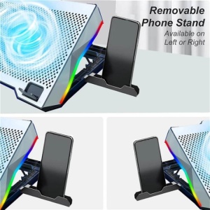 Cooler Laptop 1 Ventilatoar 140mm RGB LED Inaltime ajustabila, 2 porturi USB - Img 3