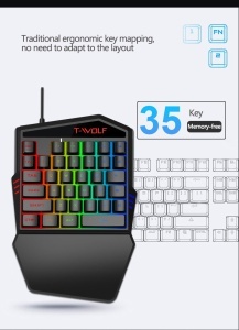 Tastatura Gaming RGB 35 taste, one hand, ergonomica, Negru - Img 4