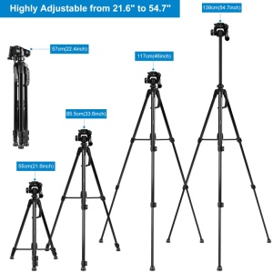 Trepied FOTO Telefon Camera Video 55-140 cm, Aluminiu, Rotire 360, Anti-Alunecare - Img 2
