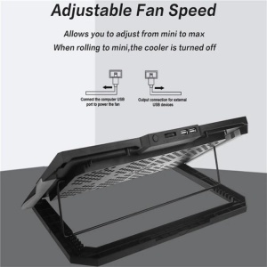 Cooler Laptop 1 Ventilatoar 140mm RGB LED Inaltime ajustabila, 2 porturi USB - Img 4