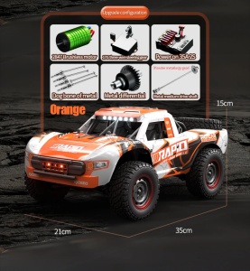 Masina RC telecomandata 1:14, 70 KM/H, 4WD, rezistent la apa, distanta 120m, Portocaliu - Img 3