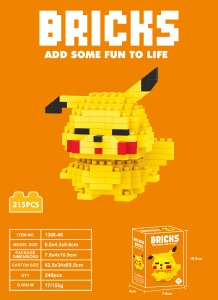 Set constructie 240 Piese Minifigurina Pikachu, galben, pentru copii peste 8 ani - Img 2