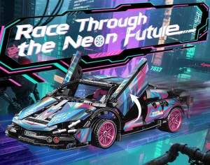 Set constructie 586 Piese Lamborghini Sian Cyberpunk, multicolor, design futurist, detalii realiste - Img 3