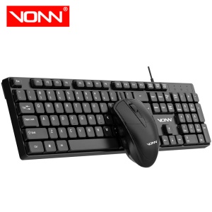 Kit tastatura si mouse cu fir, ergonomic, pentru office, Negru