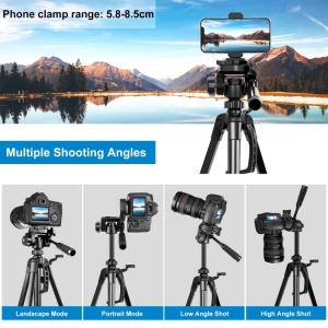 Trepied FOTO Telefon Camera Video 55-140 cm, Aluminiu, Rotire 360, Anti-Alunecare - Img 5