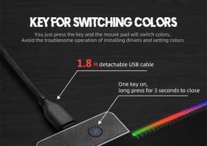 Mousepad pentru Gaming Iluminat RGB 800x300x4mm, Negru, 14 Moduri de Iluminare, rotire sens - Img 2