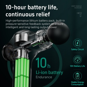 Aparat Masaj Profesional Pistol, Acumulator 1200mAh, 1200-3200 rpm, 99 trepte, 4 capete, Anti Celulita, Silentios, Negru - Img 4