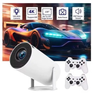Proiector de jocuri X10 Plus 4K 120 lumeni 64 GB cu telecomanda 10000 de jocuri si 2 controller, culoare alb - Img 2