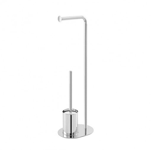 Suport vertical pentru hartie si perie wc, argintiu, h 70.5 cm