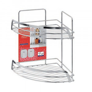 Etajera coltar Francy, 2 polite, otel cromat, argintiu, 22x22x34 cm