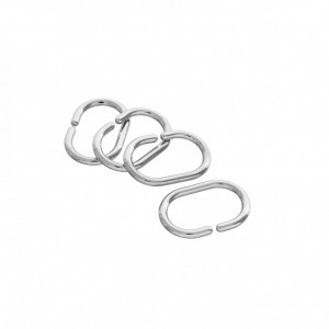 Set 12 inele perdea dus, plastic cromat