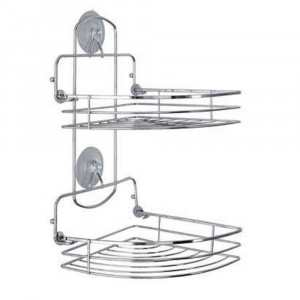 Etajera coltar baie, Poco, otel cromat, 19x19x40 cm