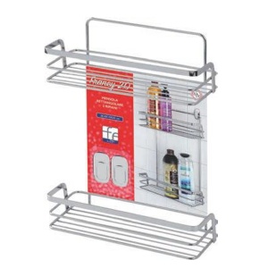 Etajera Francy de perete, cu 2 polite, otel cromat, 26,4x10x35cm