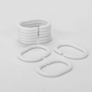 Set Inele Perdea Duș 12 pcs, alb, Plastic Durabil, Montaj Simplu