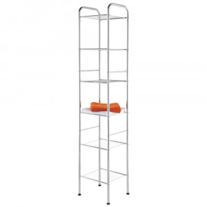 Raft multifunctional cu 6 etajere, otel cromat, argintiu, 32x170cm