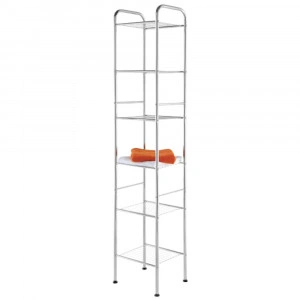 Raft multifunctional cu 6 etajere, otel cromat, argintiu, 32x170cm