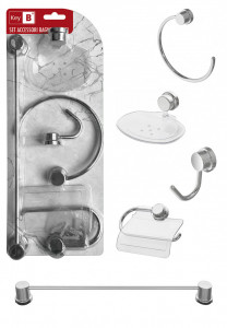 Set 5 accesorii baie Key B, metal cromat si ABS