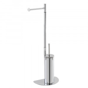 Suport vertical pentru hartie si perie wc, argintiu, h 76 cm - Img 2
