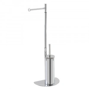Suport vertical pentru hartie si perie wc, argintiu, h 76 cm - Img 2