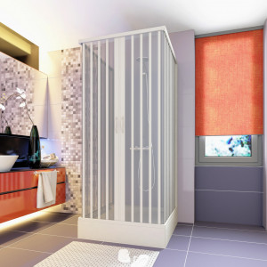 Cabina dus trei laturi, model Saturnia, usi armonice, fara cadita de dus, material PVC