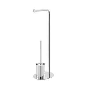 Suport vertical pentru hartie si perie wc, argintiu, h 70.5 cm