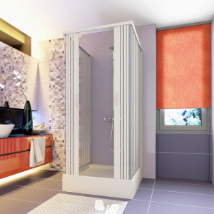 Cabina dus trei laturi, model Saturnia, usi armonice, fara cadita de dus, material PVC - Img 3
