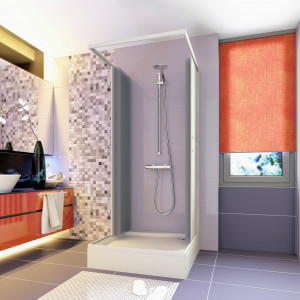 Cabina dus trei laturi, model Saturnia, usi armonice, fara cadita de dus, material PVC - Img 4