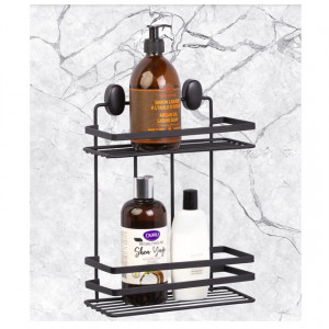 Etajera baie Cover Black, 2 polite, negru