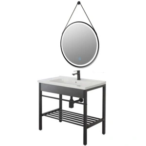 Set mobilier de baie Feridras Black cu oglinda cu LED