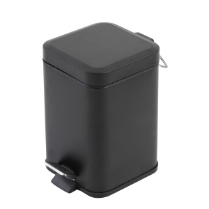 Cos de gunoi patrat, 3L, cu pedala si capac, negru