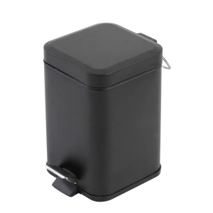 Cos de gunoi patrat, 3L, cu pedala si capac, negru